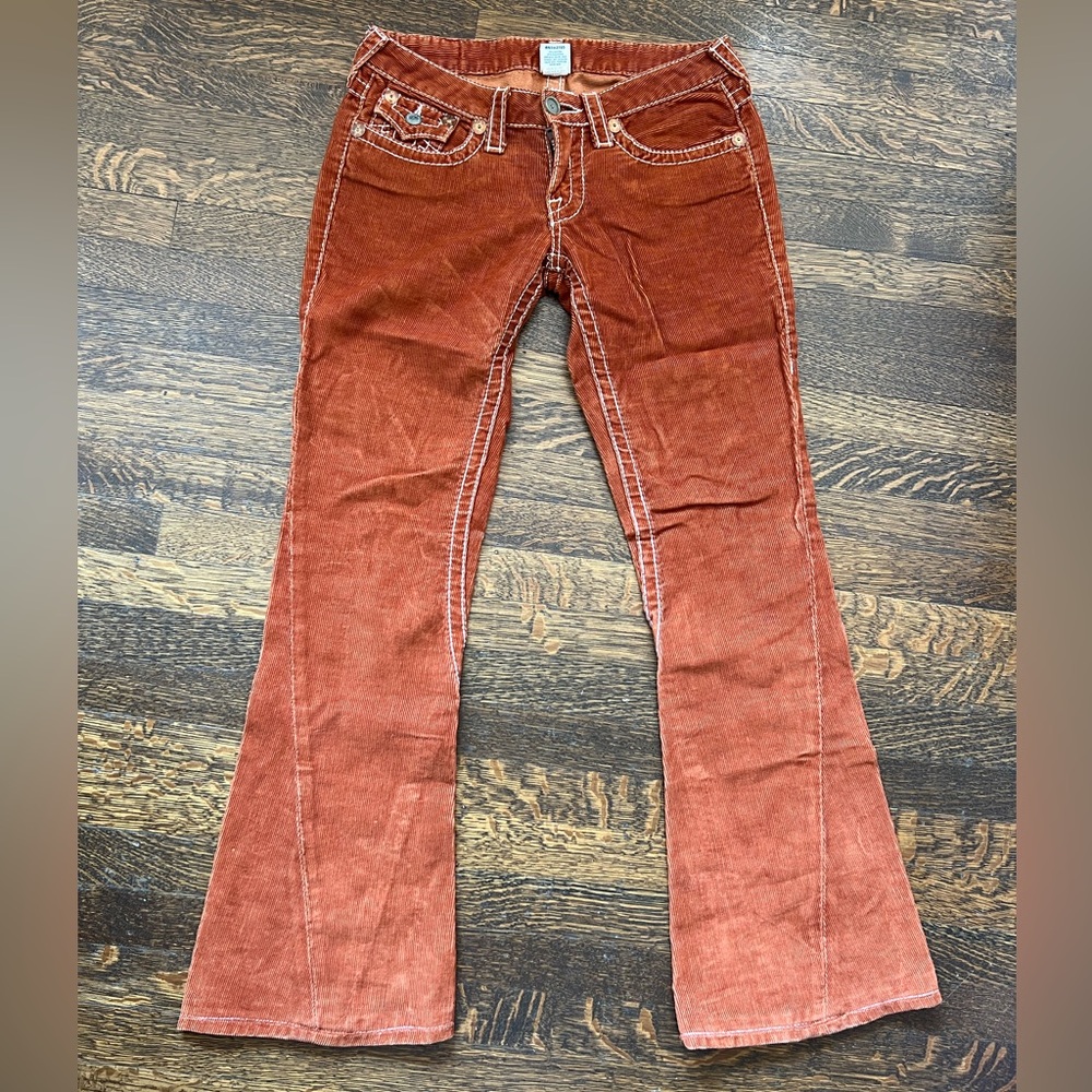 True Religion Joey Big T twisted seam Burnt Orange Corduroy Pants- Size …